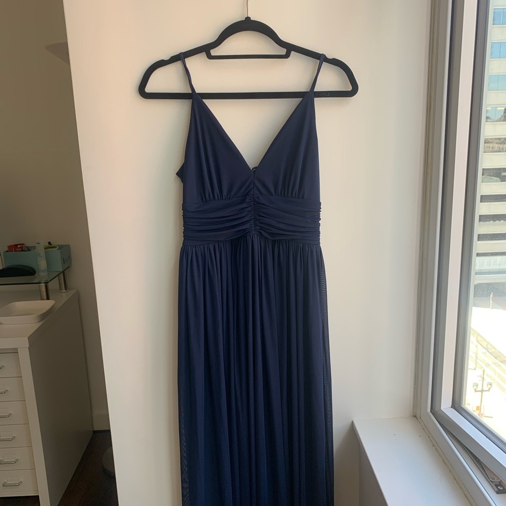 Navy Blue long Lulus chiffon dress